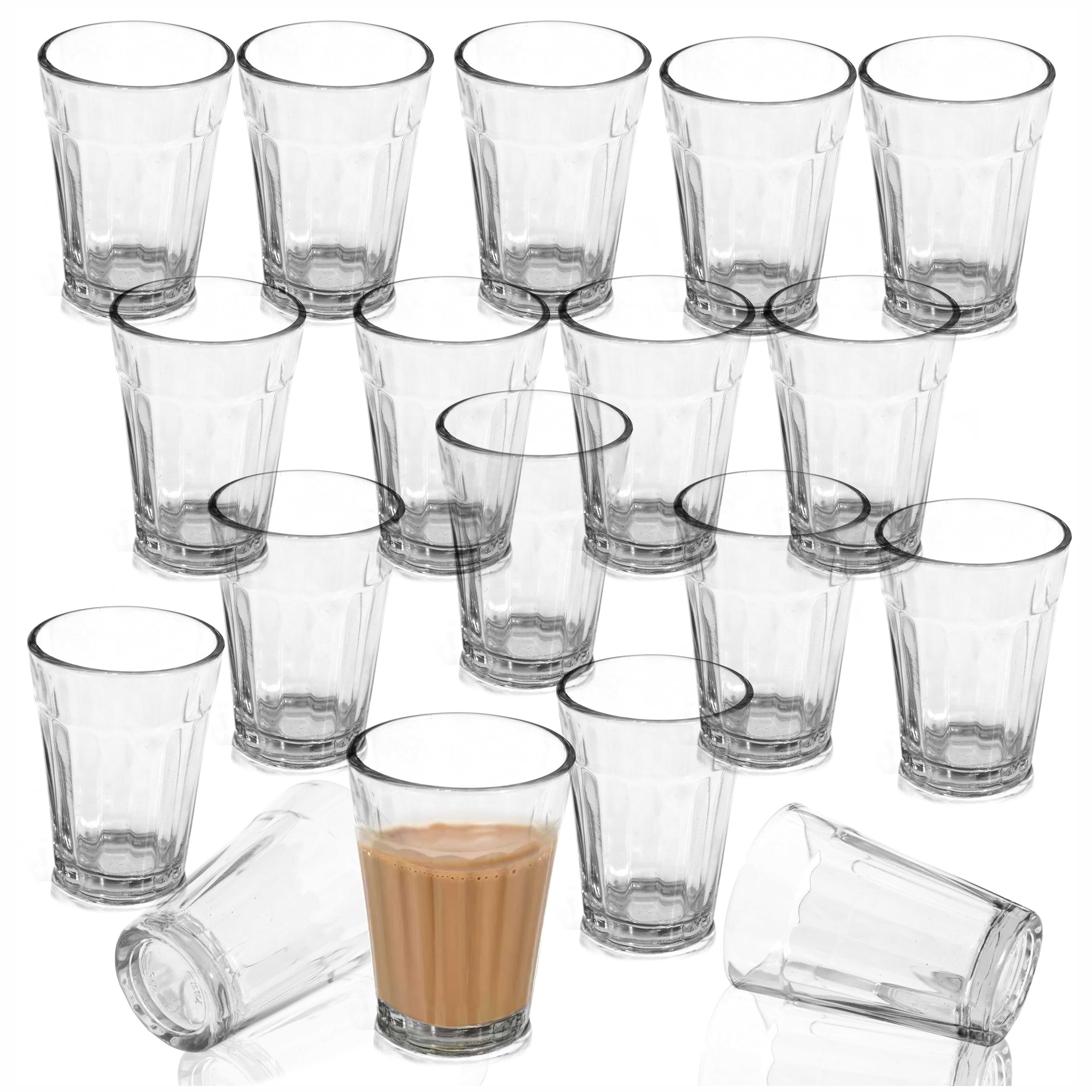 Pure Source India Glass Tea Cup Set of -18 Cutting Chai Glass, Coffee for Home Decor/Kitchen/Resturant (120ml Transparent)