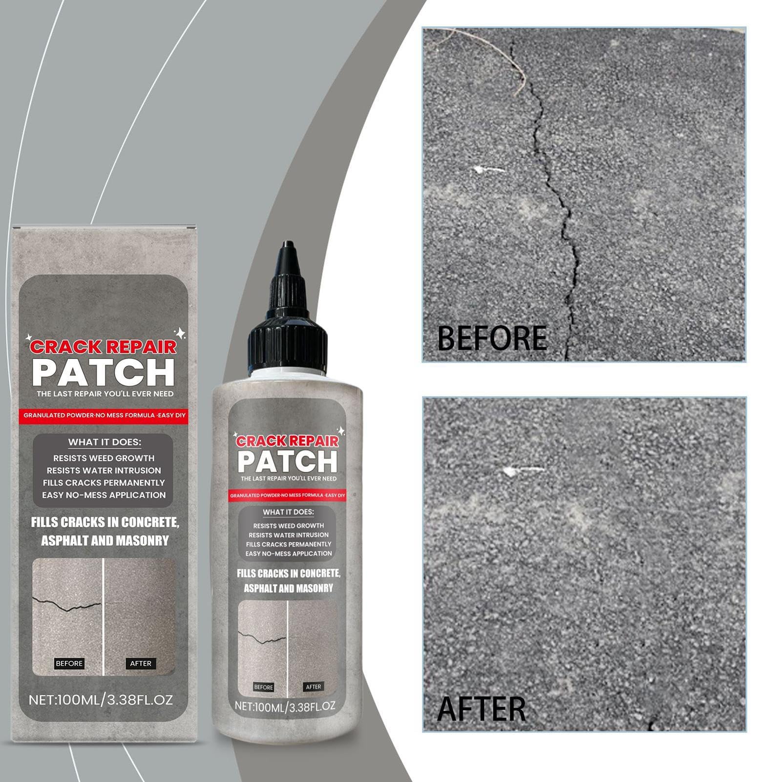 Sigillante per Calcestruzzo e Cemento - Riempitivo Liquido Impermeabile ad Asciugatura Rapida, Riparazione Crepe Grigio Calcestruzzo