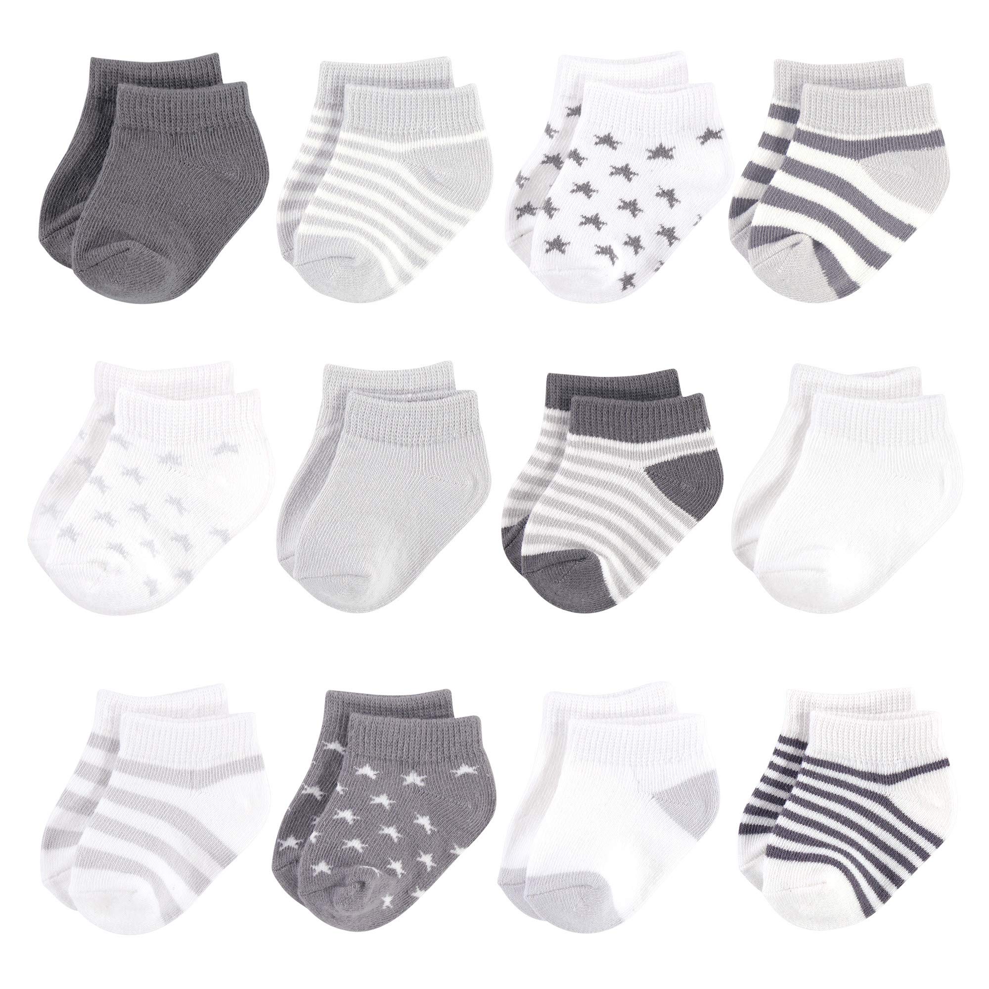 Touched by Nature Uni-Baby-Socken, Bio-Baumwolle, cremefarbene Sterne, 0-6 Monate, Weiß