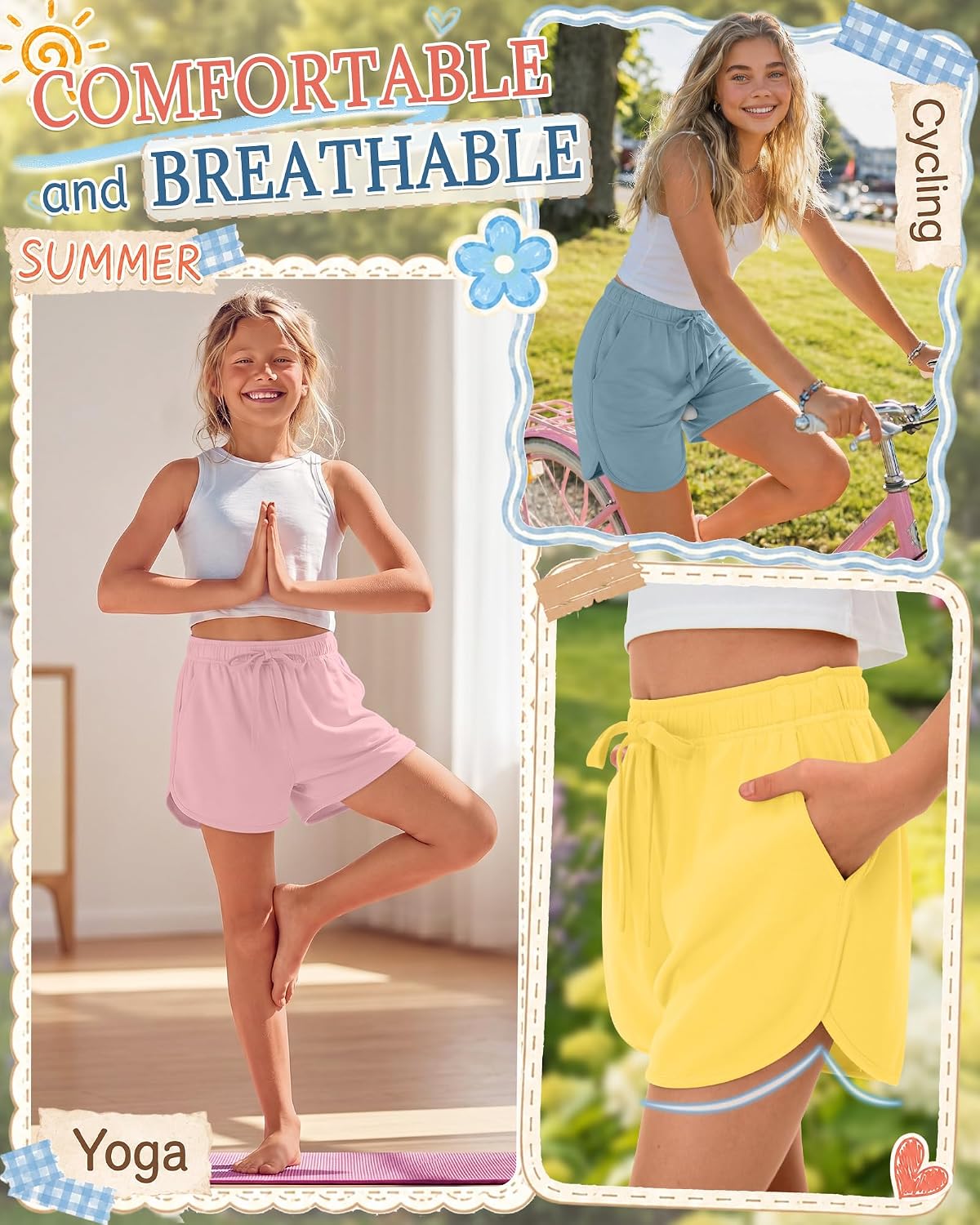 3 Pack Girls' Athletic Shorts
