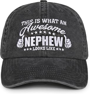 InnoBeta Nephew Gifts Cap from Auntie Aunt - Adjustable Vintage Washed Cotton Embroidered Hat - Graduation Birthday Dark Grey