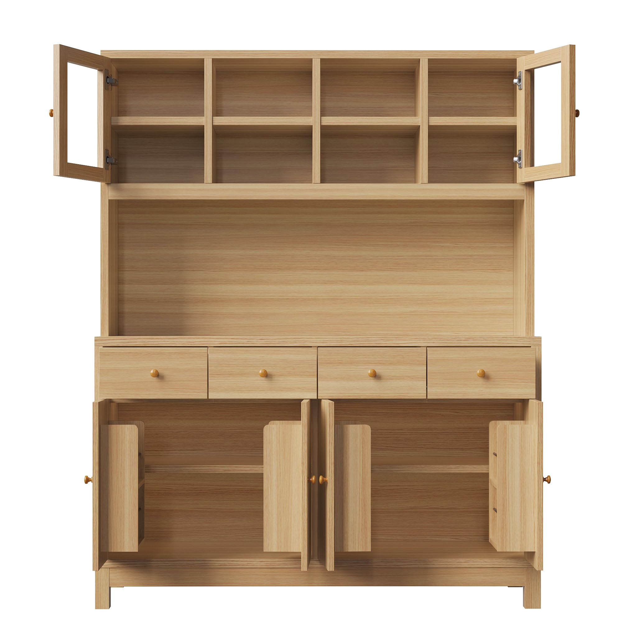 Credenza Cucina Alta con Luce LED, Mobiletto Soggiorno Ristorante