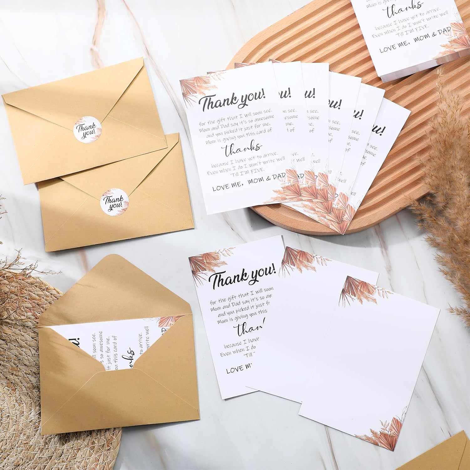 Chuangdi 50 Sets Baby Shower Thank You Cards with Envelopes and Sticker 50 Baby Shower Appreciation Greeting Cards Gratitude Gift for Guest(Boho) - Image 3