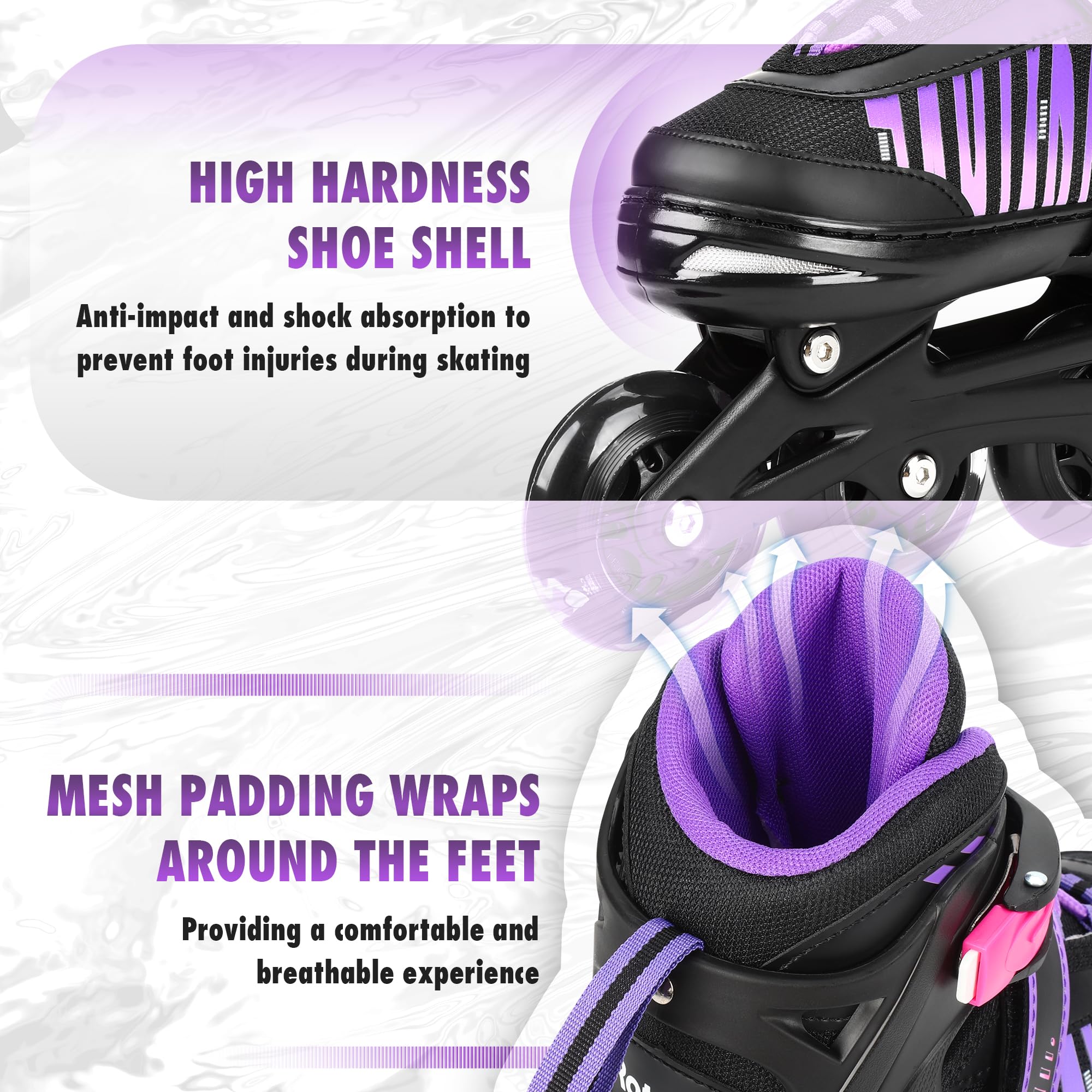 TaroKitc Patins à glace réglables pour filles et garçons, 4 tailles réglables, chaussures de patinage sur glace chaudes pour l'extérieur et la patinoire, doublure confortable et soutien de la cheville