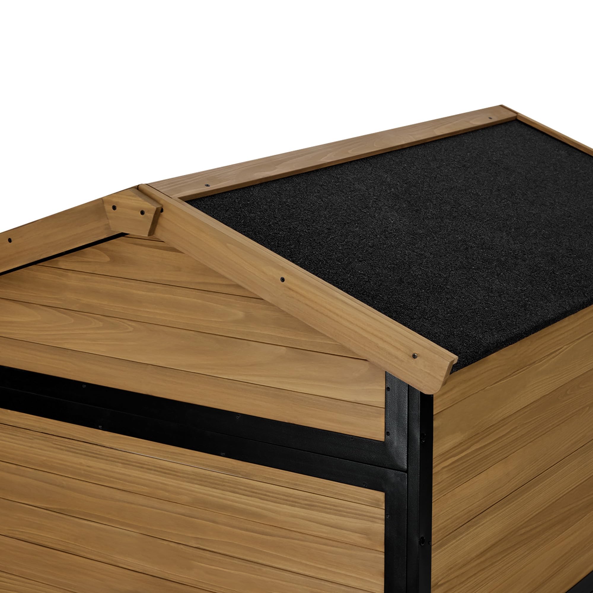 MCombo Gartenschrank Holz Metallgestell, Natur, 2750 | 3 Ablagen, Wetterfest, Wasserdicht, Für Außenbereich, Garten & Terrasse