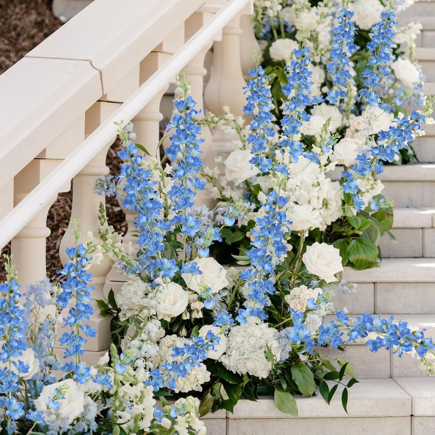 8PCS Delphinium Artificial Flowers 33.5'' Blue Faux Larkspur Flowers Long Stem Artificial Flowers for Tall Vase Home Wedding Garden Table Centerpieces Decor(Blue) - Image 4