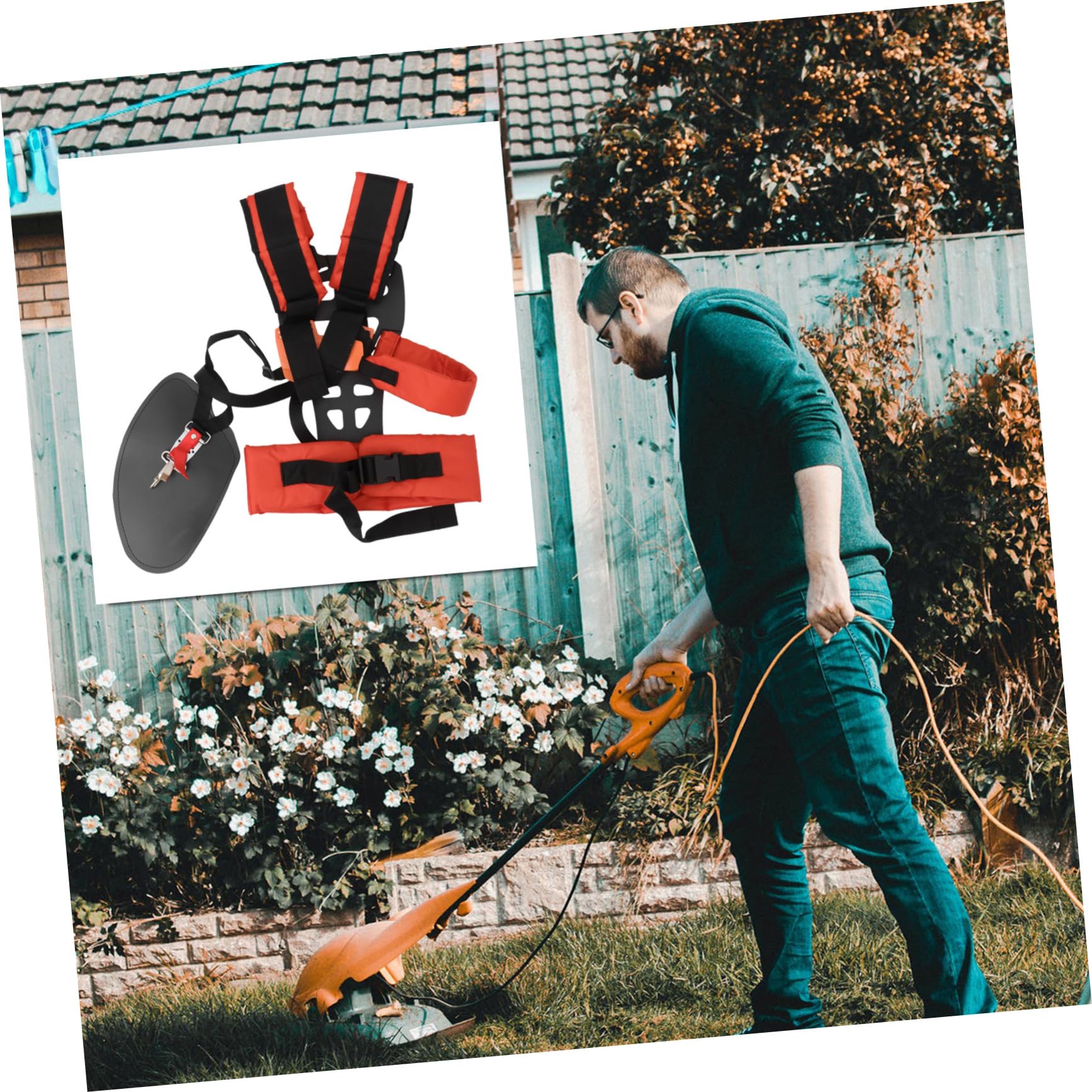 Yardwe Arnés Desbrozadora Acolchado Para Cortacésped Cinturón De Espalda w Para Trimmer y Podadora Accesorio Ergonómico De Jardinería