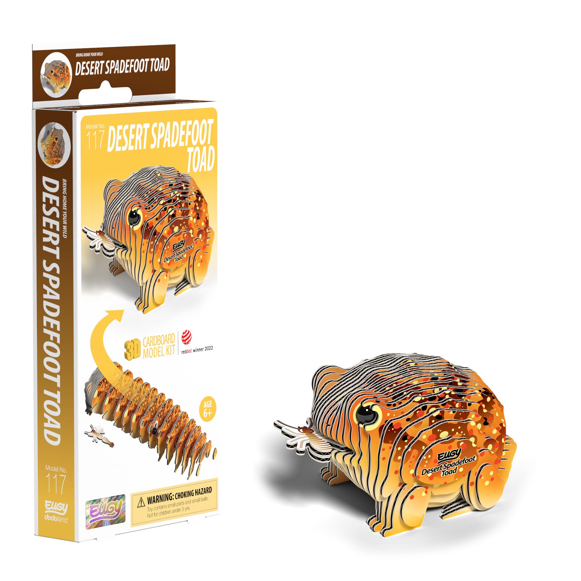 EUGY Desert Spadefoot Toad 3D Model Craft Kit, 5.7 x 4.8 x 4.1 cm