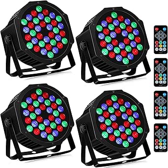 36W RGB Rechargeable Battery Powered Stage Par Lights (4 Pack)