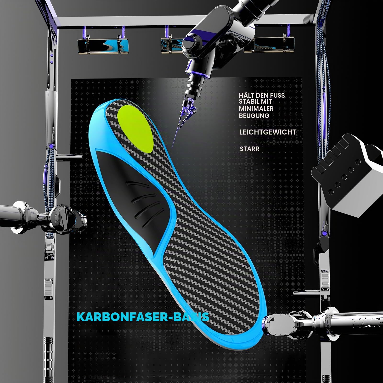 Einlegesohlen aus Kohlefaser mit Fußgewölbestütze - Welnove stoßdämpfende Performance-Einlegesohlen für den aktiven Sport - Energierückgabe und Schutz vor Verletzungen-L 43-44