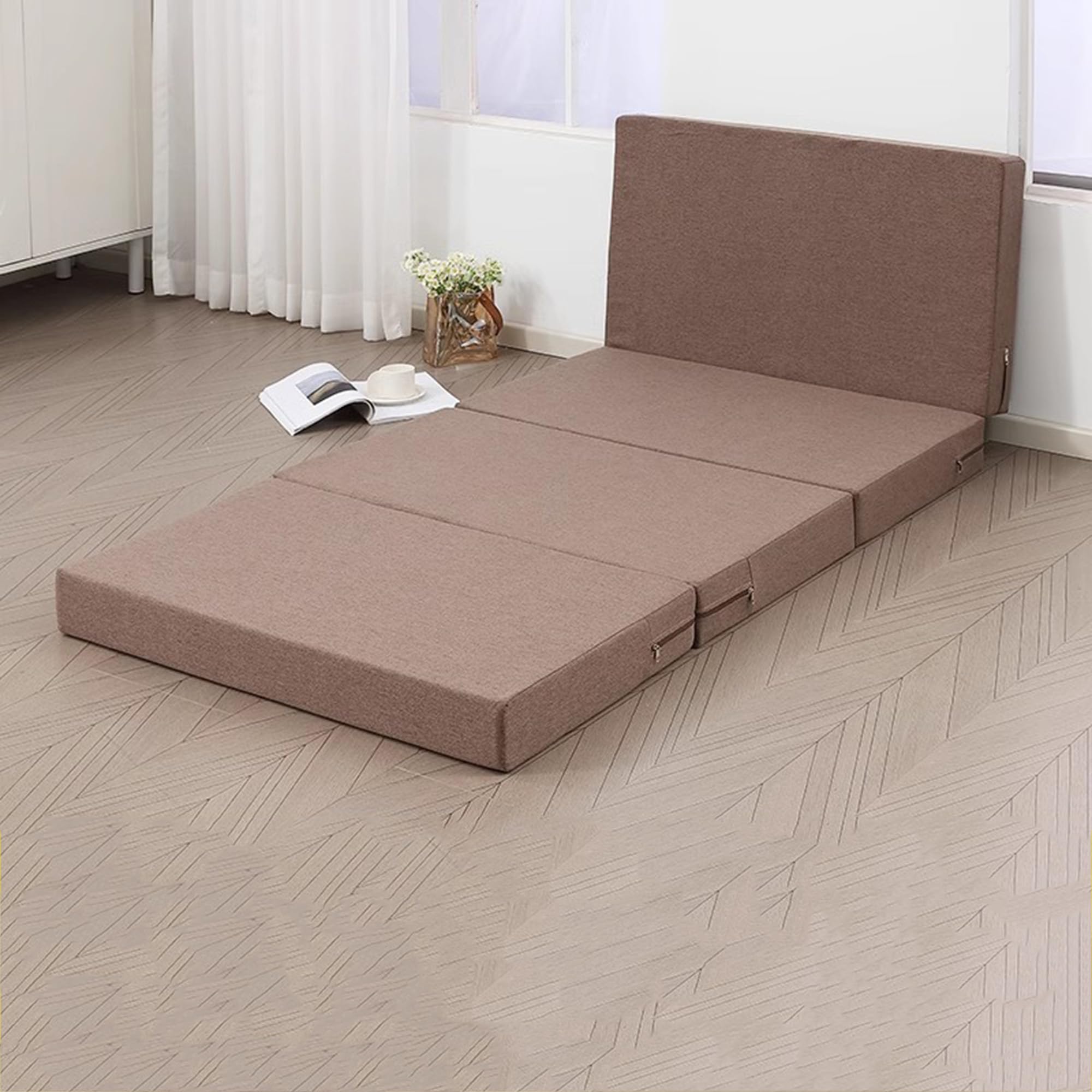 Matelas de sol portable pliable pour enfants – Canapé facile à transporter avec housse amovible, parfait pour le camping, les invités, les tentes de voiture, rangement facile et confort ultime