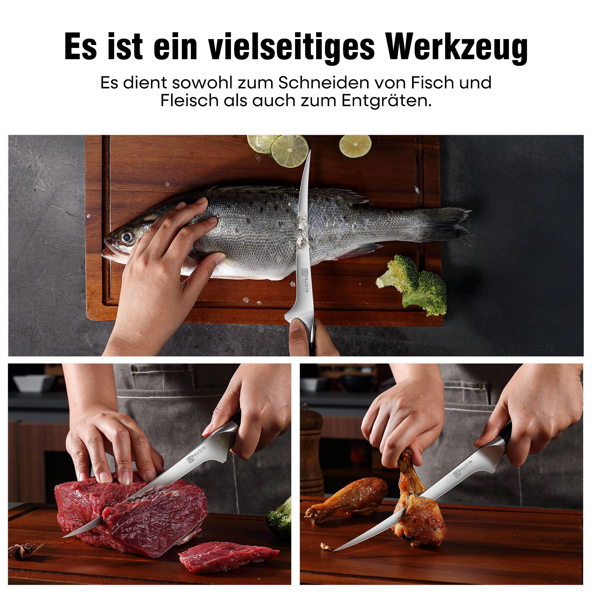PAUDIN 18cm Fisch Filetiermesser 1.4116 rostfest G10 Profi Küchenmesser – Ansicht 5