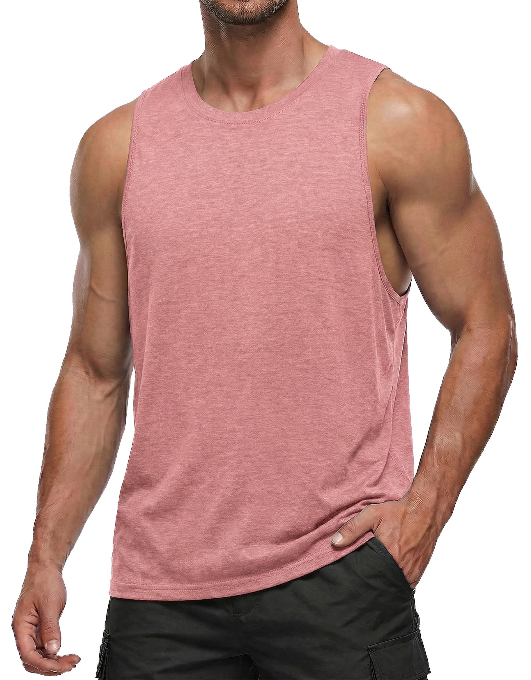 PINSPARK Men's Tank Tops Quick Dry Summer Workout Muscle Shirt Athletic Casual Sleeveless Shirts for Bodybuilding Beach Gym — view 8