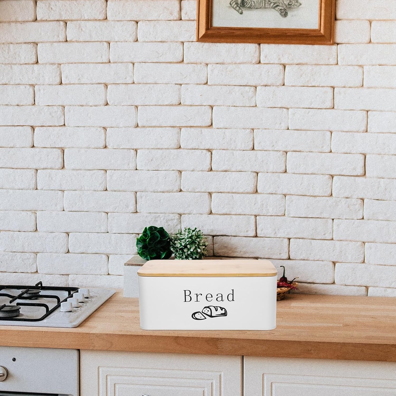Cabilock Breathable Bread Box White Kitchen Bread Container with Dustproof Lid for Freshness and Storage