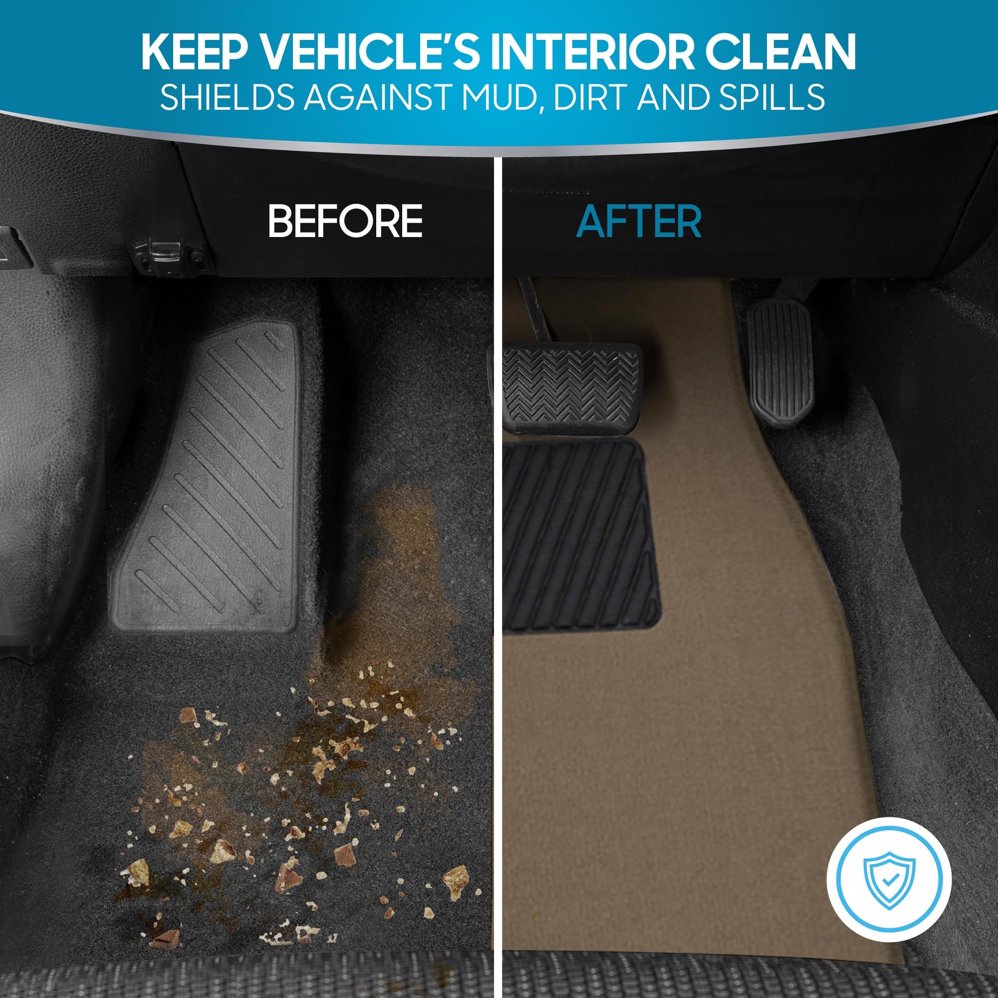 BDK Premium Medium Beige Carpet Floor Mats for Cars - Universal Fit Interior 4-Piece Car Mats Full Set — view 5