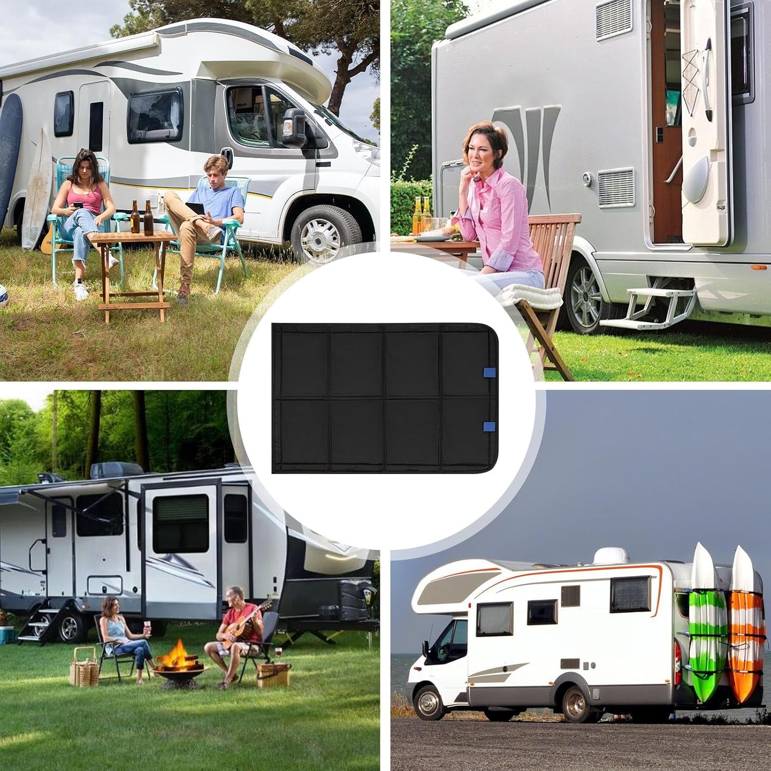 RV Door Window Cover | Magnetic Camping Shade, Weatherproof UV Block, Portable Foldable Privacy Screen, Oxford Cloth Construction, Easy Install, Travel Van Motorhome Outdoors Use