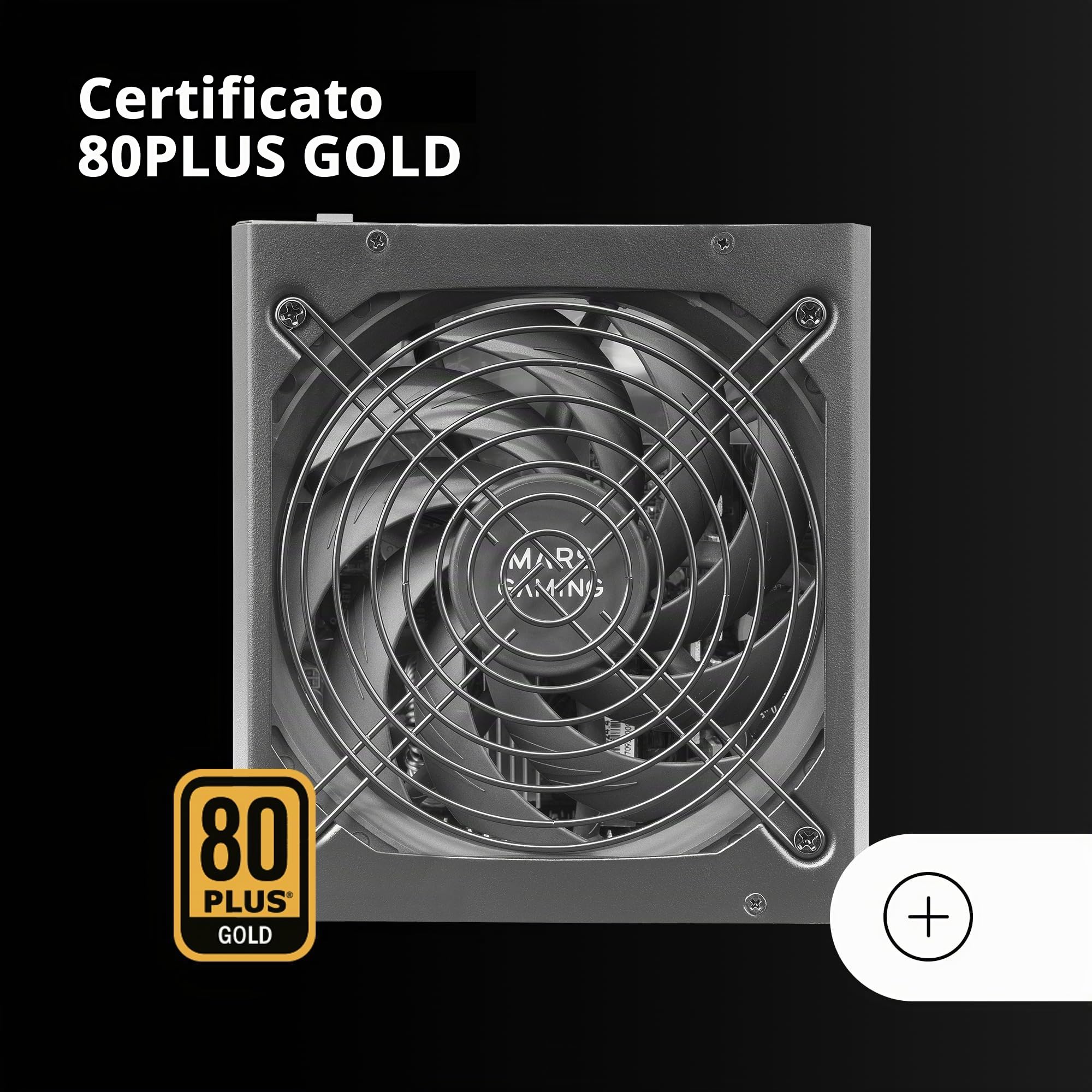 Mars Gaming MPB1000P, Alimentatore Modulare ATX 3.1 1000W, 10 Anni di Garanzia, 80Plus Gold, Ventola 140mm AI-RPM, Condensatori Giapponesi, Supporto PCIe 5.1 e APFC, Tecnologia DC-DC e SMD, Nero