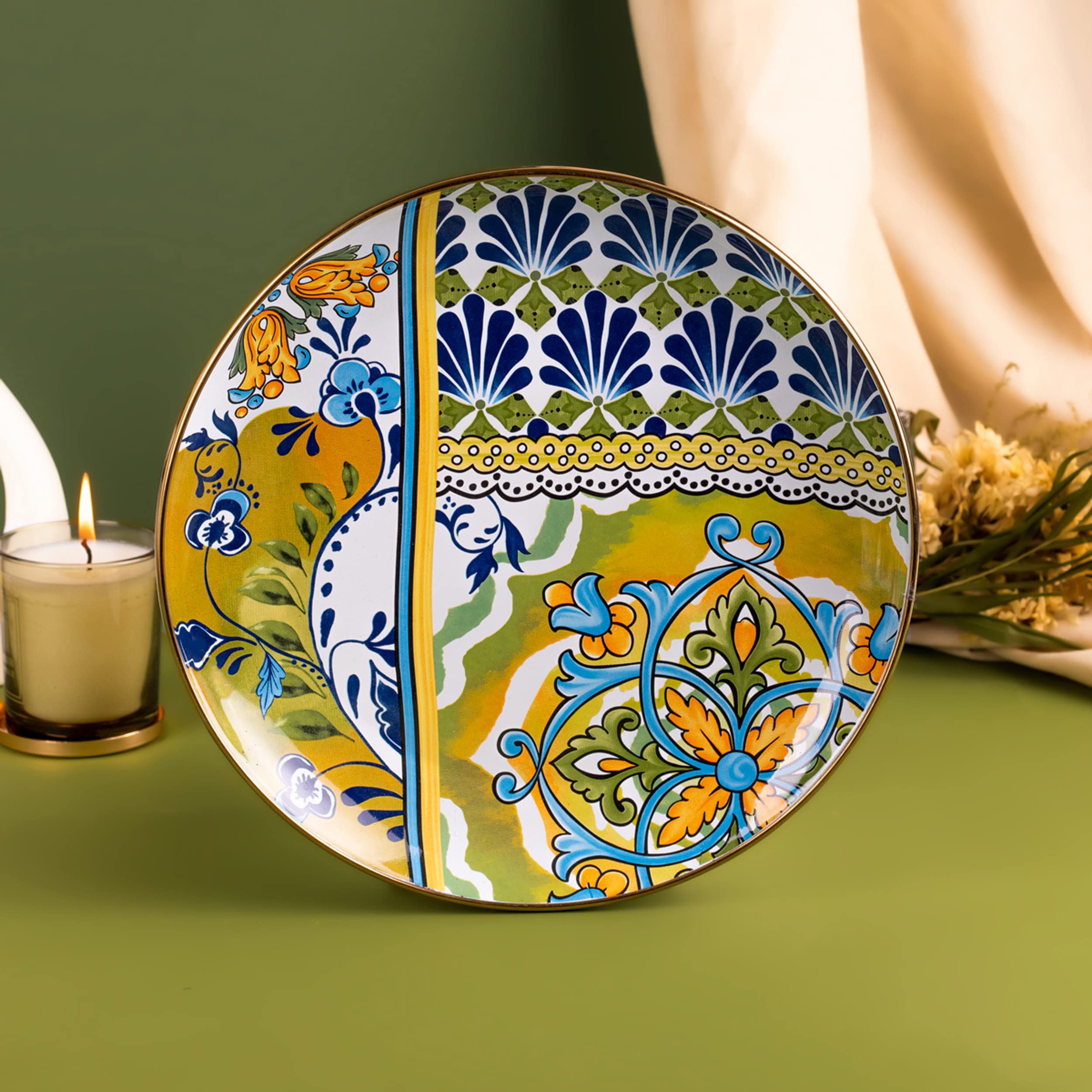 EMAYlab SELGE 26 cm Dekoratif Emaye Servis Sunum Tabağı