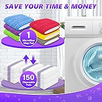 Vista 4 de EXEGO 6 almohadillas de microfibra reutilizables para mopa Swiffer Powermop, repuestos para mopa eléctrica para trapeador de 13 a 15 pulgadas