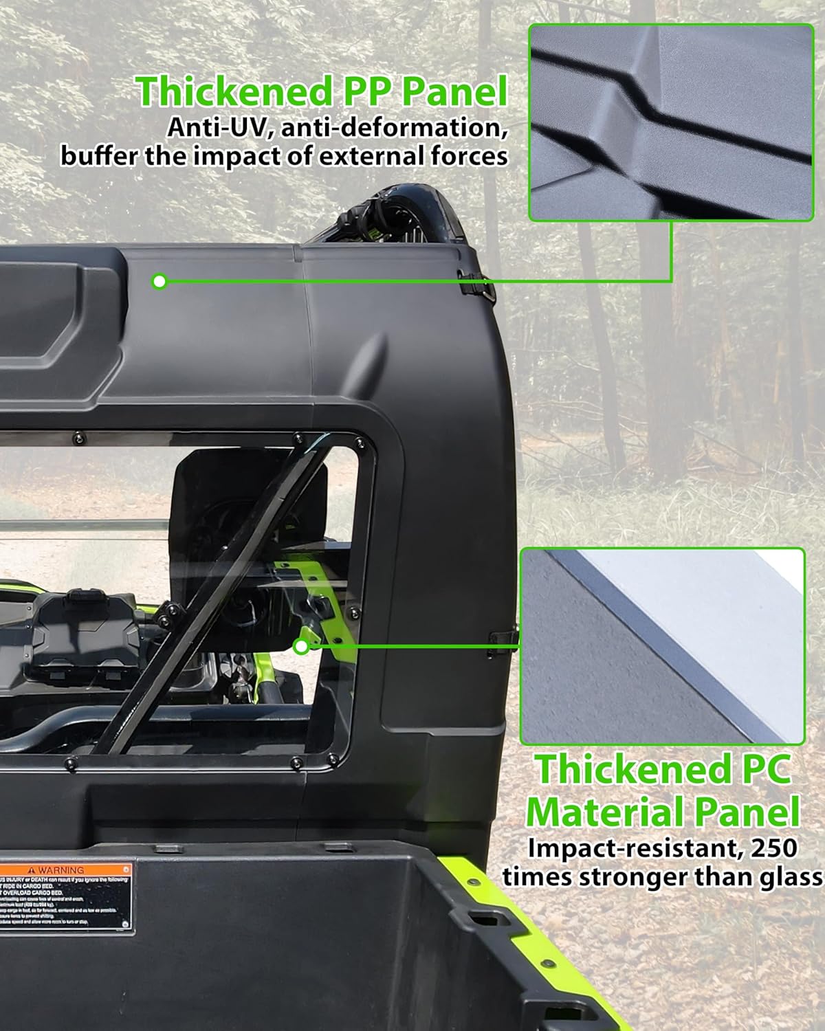 SAUTVS Rear Window Compatible with Honda Pioneer 520 2021-2025 / Pioneer 500 2015-2023, Full Edge Coverage Rear Windshield Back Windscreen Compatible with Honda Pioneer 520 500 Accessories