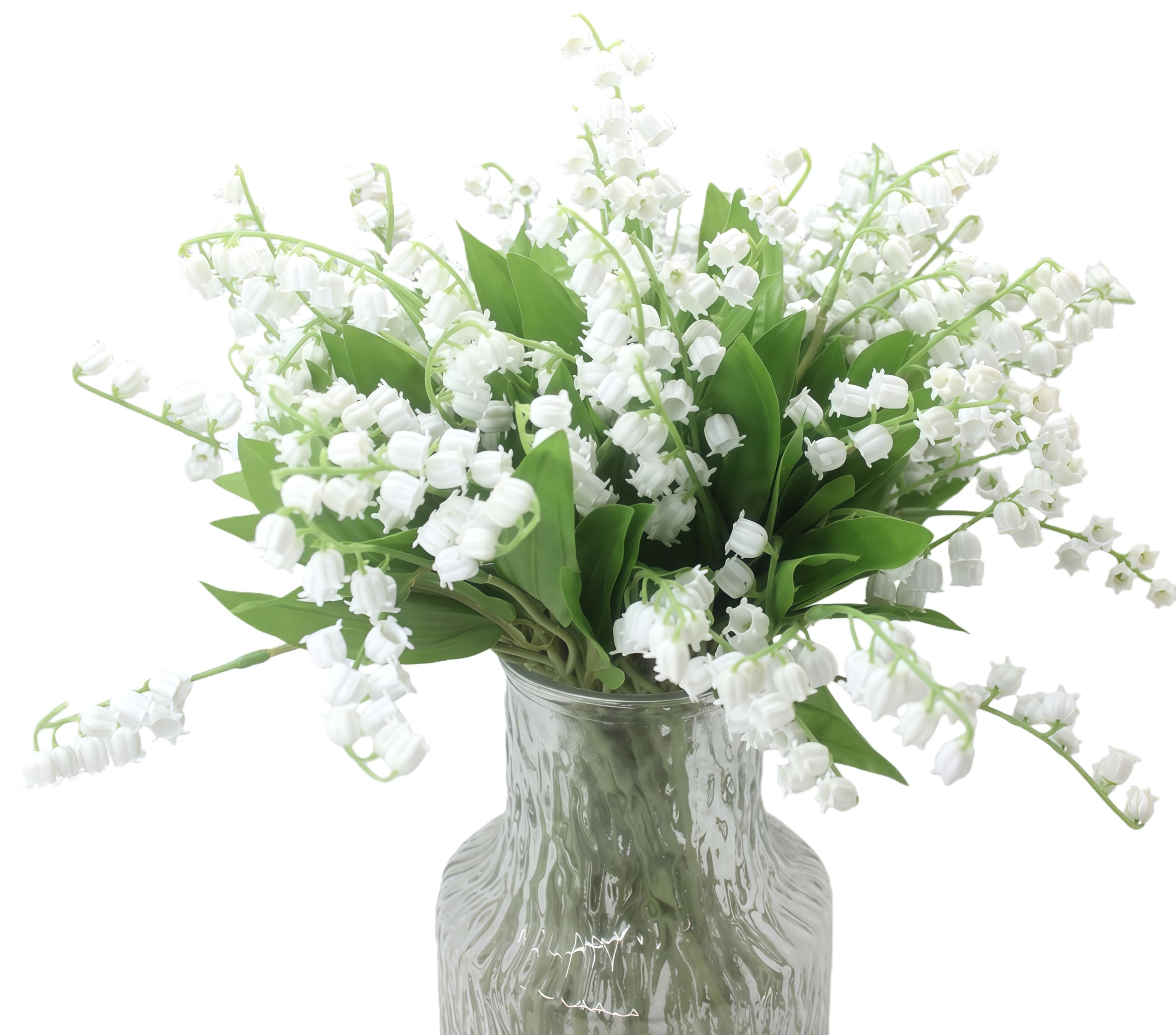 Künstliche Maiglöckchen Blumenstrauß Kunstblumen Glocke Orchidee Hochzeit Blumenstrauß Mai Blume für Zuhause Hochzeit Party Garten (12, Weiß)