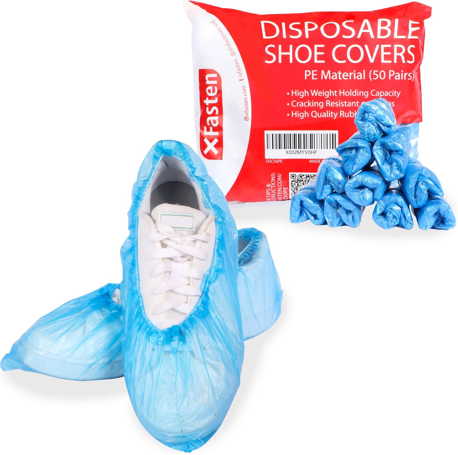 XFasten Disposable Shoe Covers (50 Pairs) Waterproof, Disposable, Non