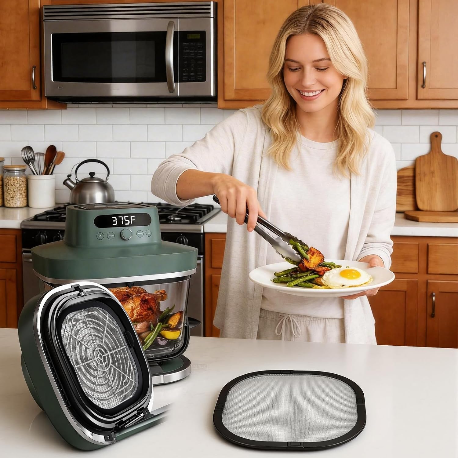 Dreamtop Splatter Shield for Ninja Crispi Pro Glass Air Fryer - Stainless Steel Heat-Resistant Splash Guard for Ninja Crispy Pro Accessories Magnetic Replacement Parts