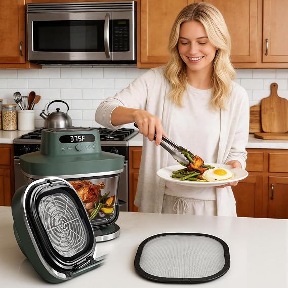 Dreamtop Splatter Shield for Ninja Crispi Pro Glass Air Fryer - Stainless Steel Heat-Resistant Splash Guard for Ninja Crispy Pro Accessories Magnetic Replacement Parts