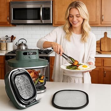Dreamtop Splatter Shield for Ninja Crispi Pro Glass Air Fryer - Stainless Steel Heat-Resistant Splash Guard for Ninja Crispy Pro Accessories Magnetic Replacement Parts