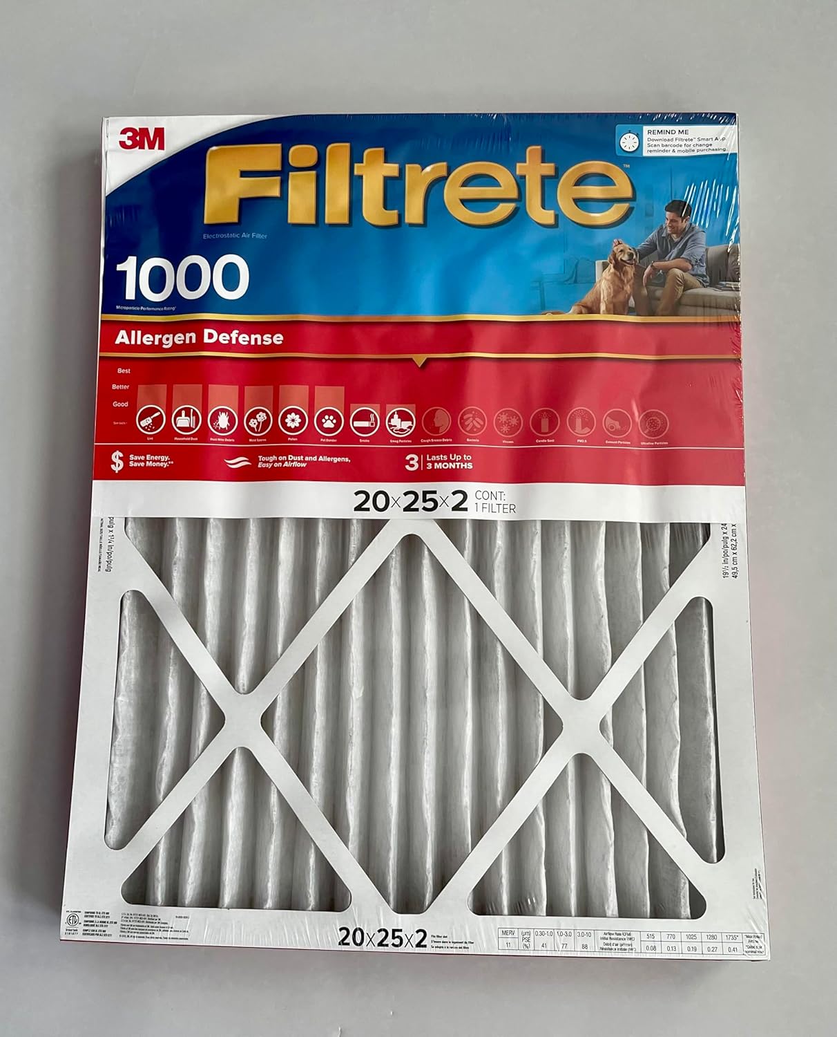 Filtrete Filter AIR 1000MPR 20X25X2IN NADP03-2IN-4