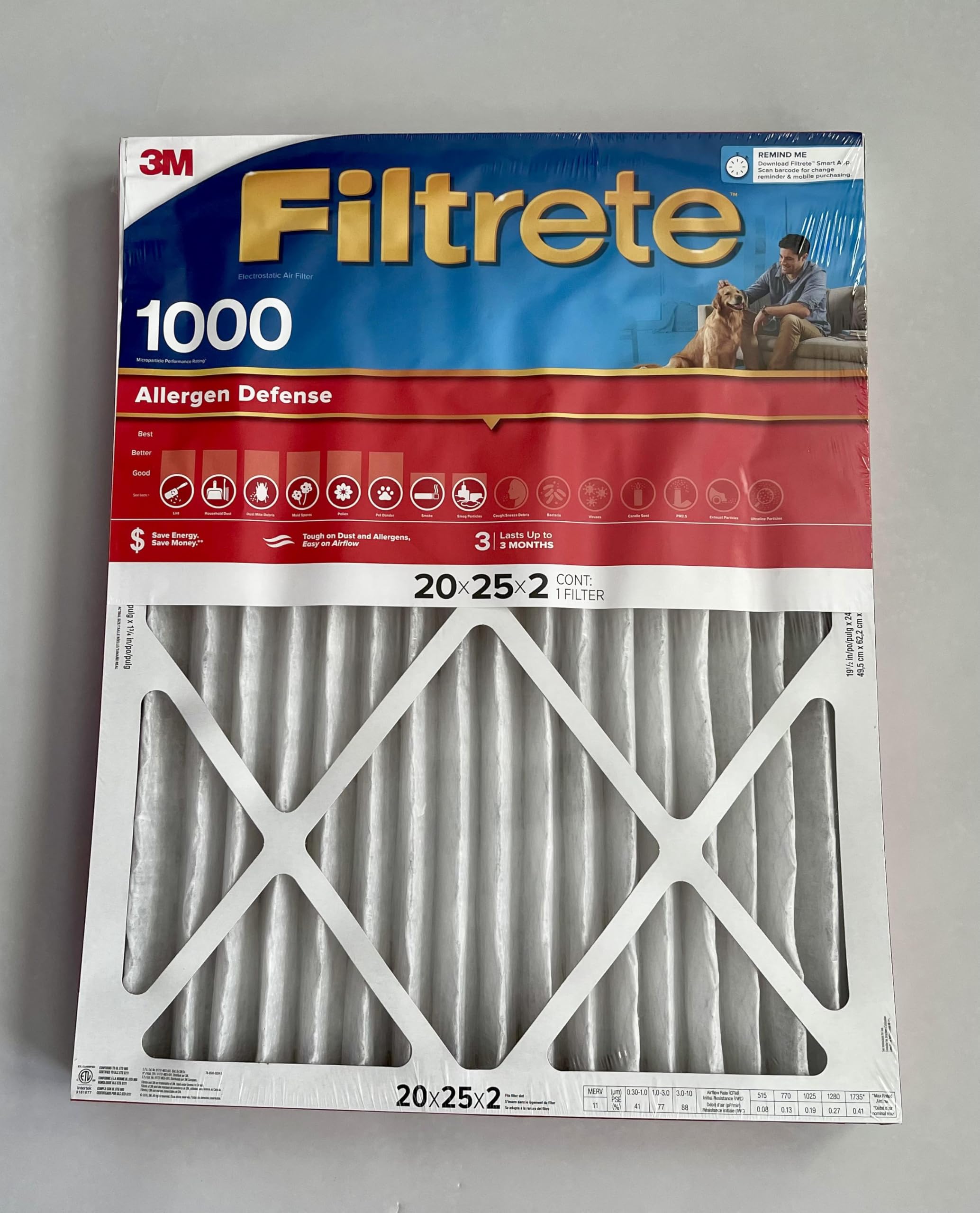 Filtrete Filter AIR 1000MPR 20X25X2IN NADP03-2IN-4