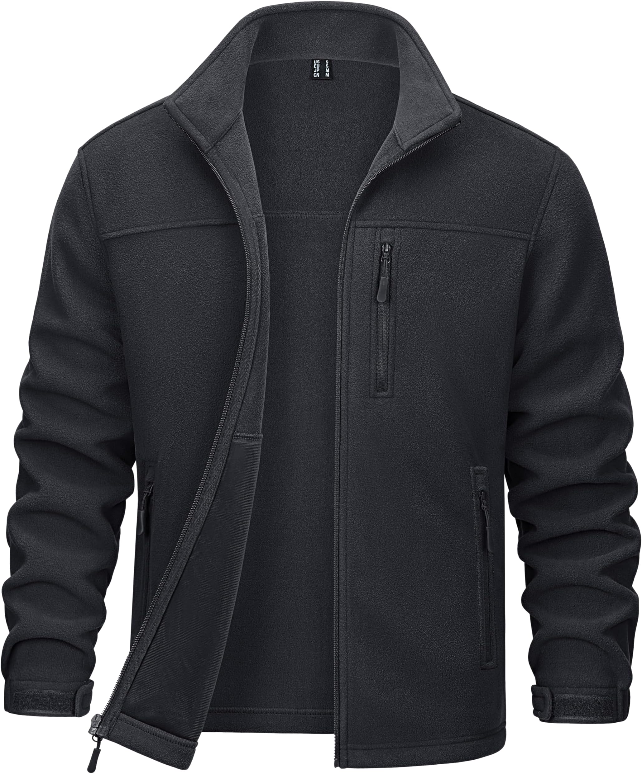 Men's Winter Zip Up Polar Fleece Jacket Athletic Tactical Hiking Outdoor Jackets with 3 Pockets