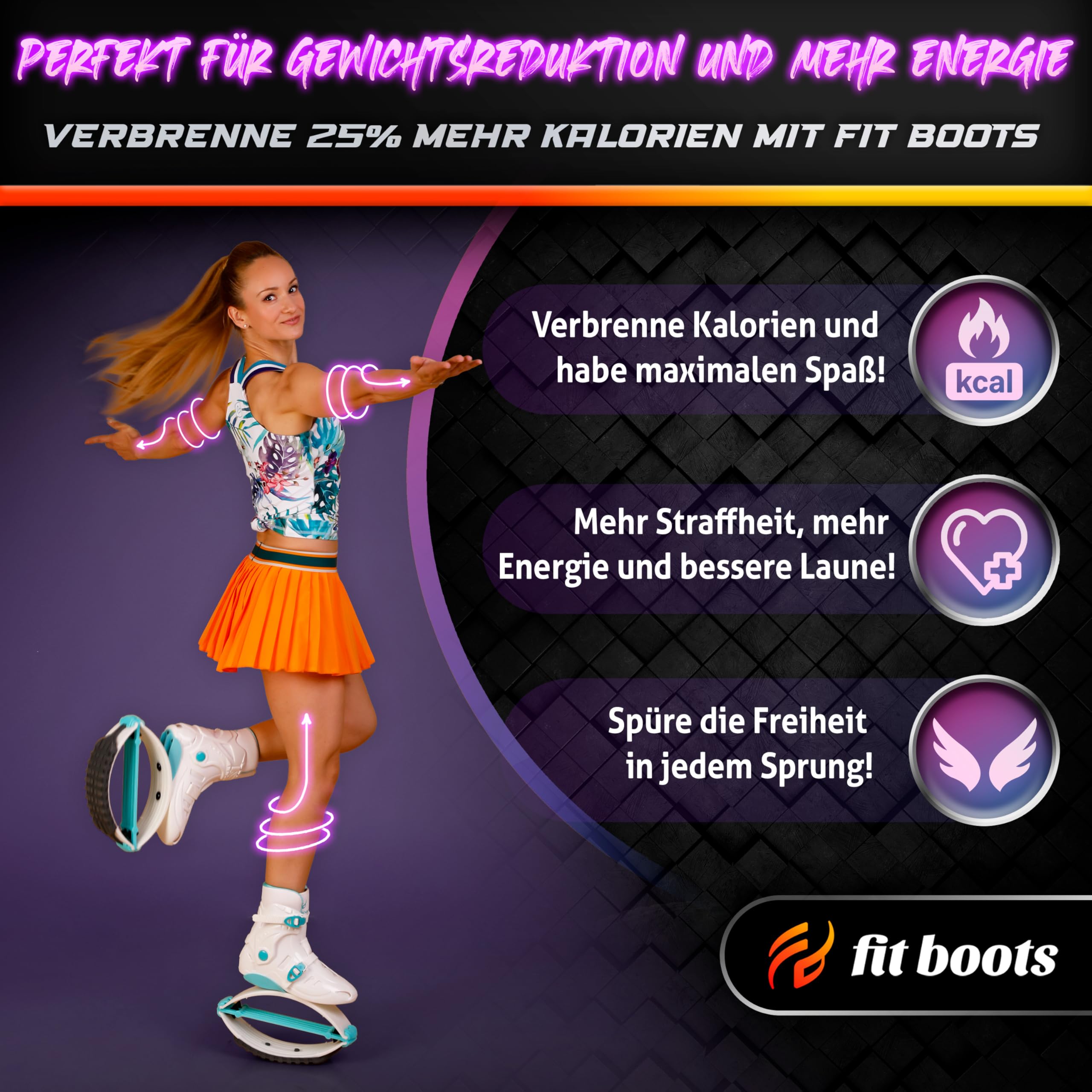 FIT BOOTS Jumping - Neue Generation von Jumping Schuhe Fitness, Originale Sprungschuhe Jumper und Moon Shoes der Internationalen FitBoots Community, die Dein Workout Revolutionieren - (Rosa)