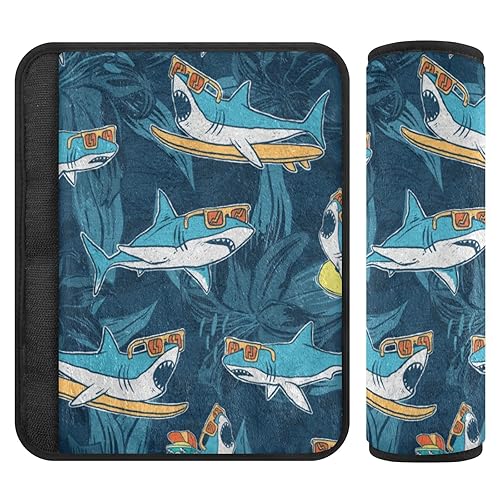 Kigai Surfer Sharks - Funda para correa de asiento de automóvil, almohadillas suaves para asiento de automóvil, para bebés y niños, paquete de 2