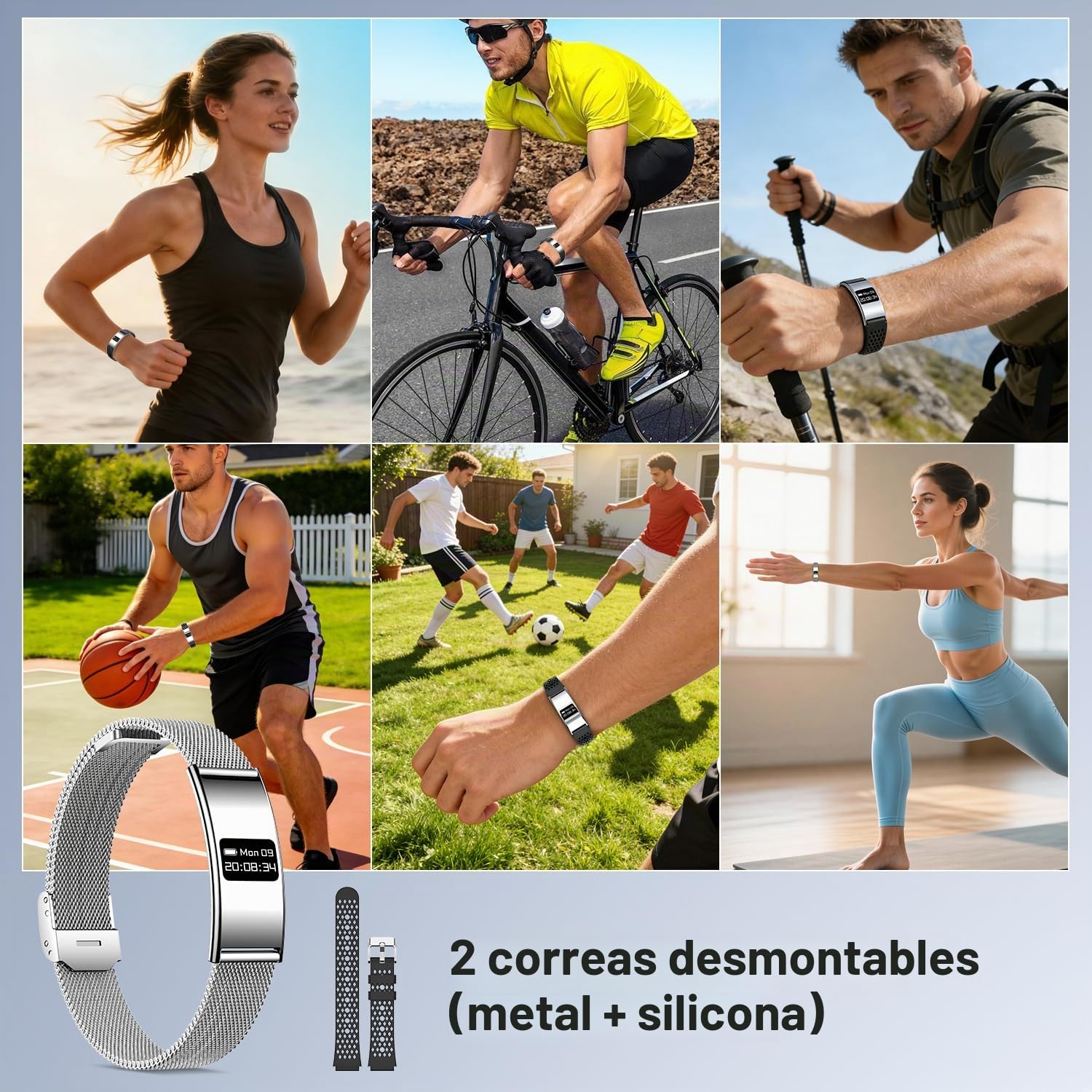 Smart Band, Pulsera de Actividad con Monitoreo del Sueño, Pulsera Inteligente Apoyo Frecuencia Cardíaca,Saturación de Oxígeno en Sangre, Múltiples Modos Deportivos, IP68