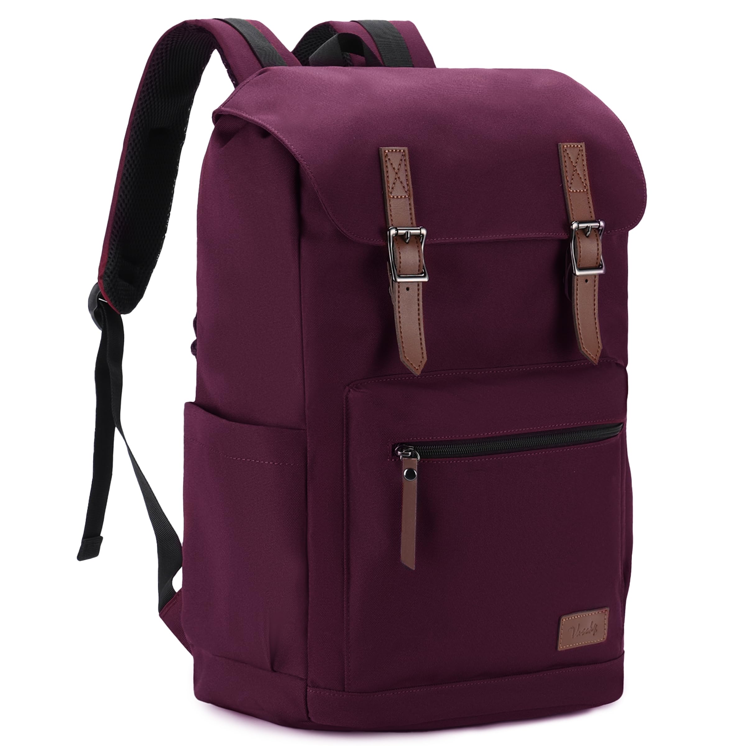 VASCHY Backpack for Women, Water Resistant High School Backpack Travel Carry-on Anti-theft Casual Daypack for Work Business Hiking Burgundy Global Recycled Standard Global Recycled Standard Global Recycled Standard