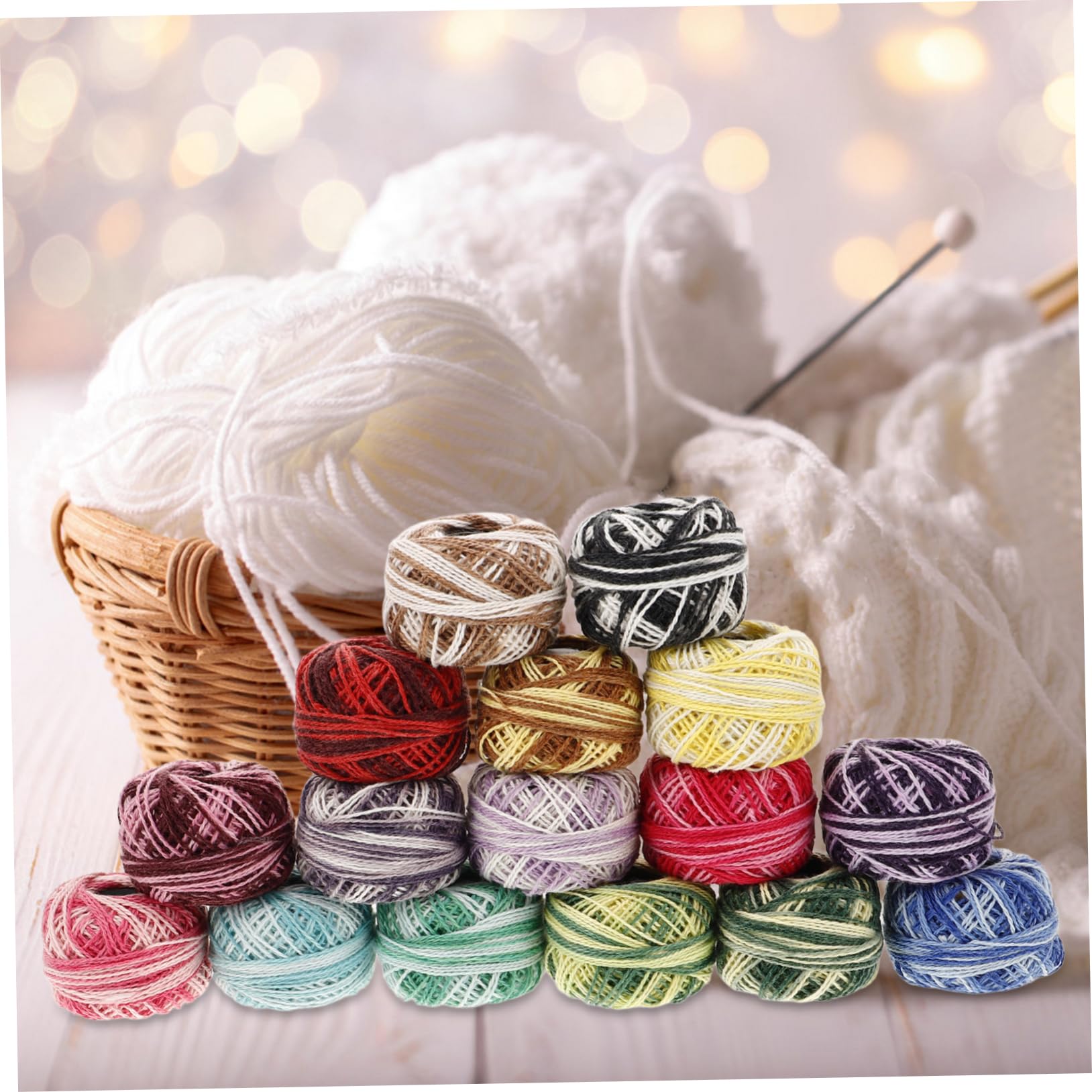 Exceart Häkelgarn, Baumwollgarn, Stickgarn, Regenbogenfarben, Kreuzstichgarn, Bastelarbeiten, Nähzubehör für Zuhause, Geschenkherstellung, 16 Rollen