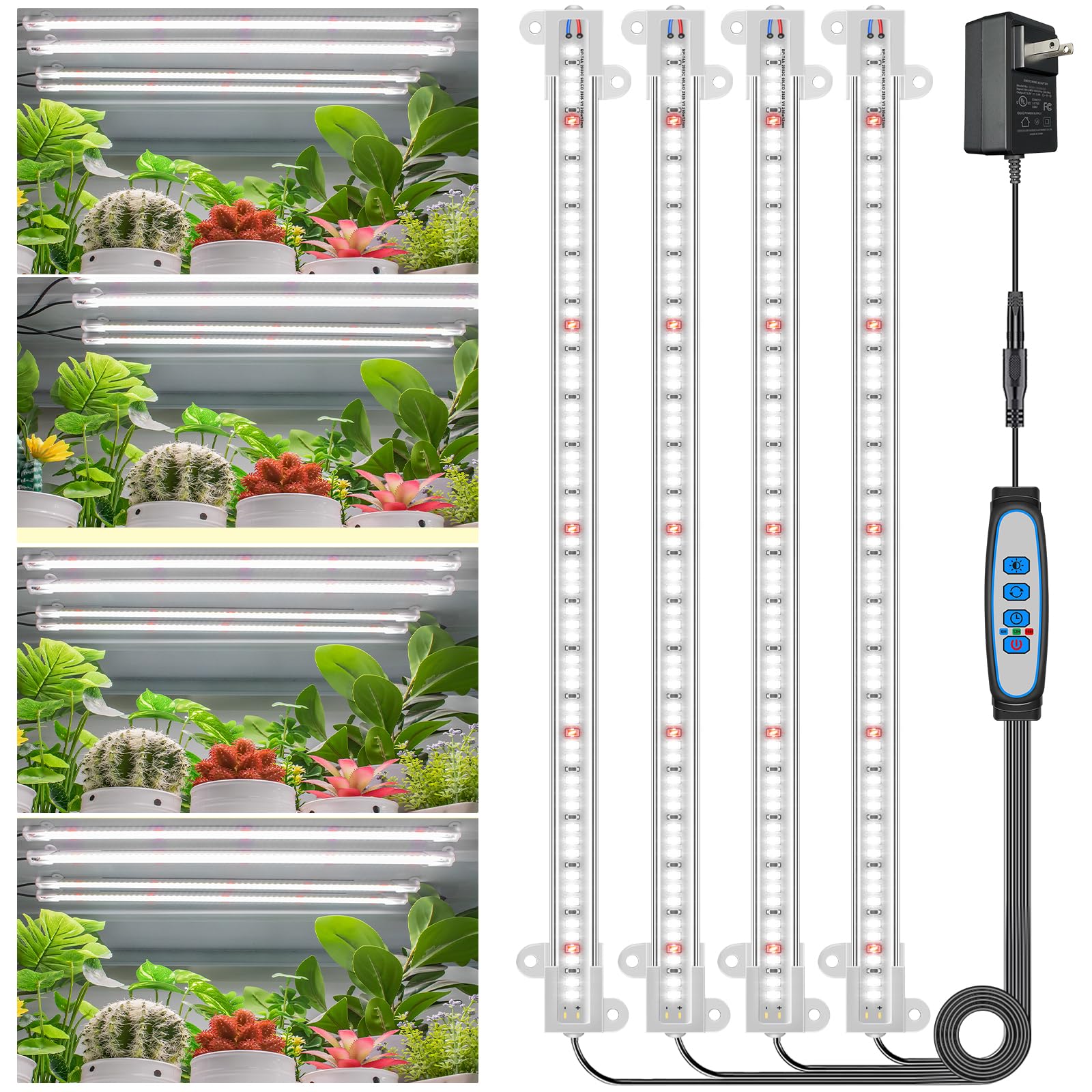 Wiaxulay Grow Lights for Indoor Plants, Full Spectrum 6000K Plant Light for Indoor Plants, LED Grow Light Strips with Auto Timer 6/12/16Hrs, 5 Dimmable Levels, 3 Switch Modes for Hydroponics Seedling