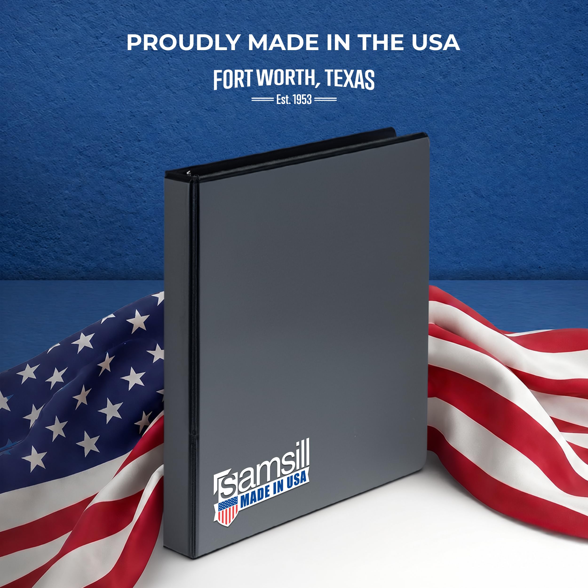 Samsill Lot de 12 classeurs durables à 3 anneaux fabriqués aux États-Unis, classeur à anneaux en D de 2,5 cm, peut contenir 225 feuilles, couverture transparente personnalisable, assortiment de base,