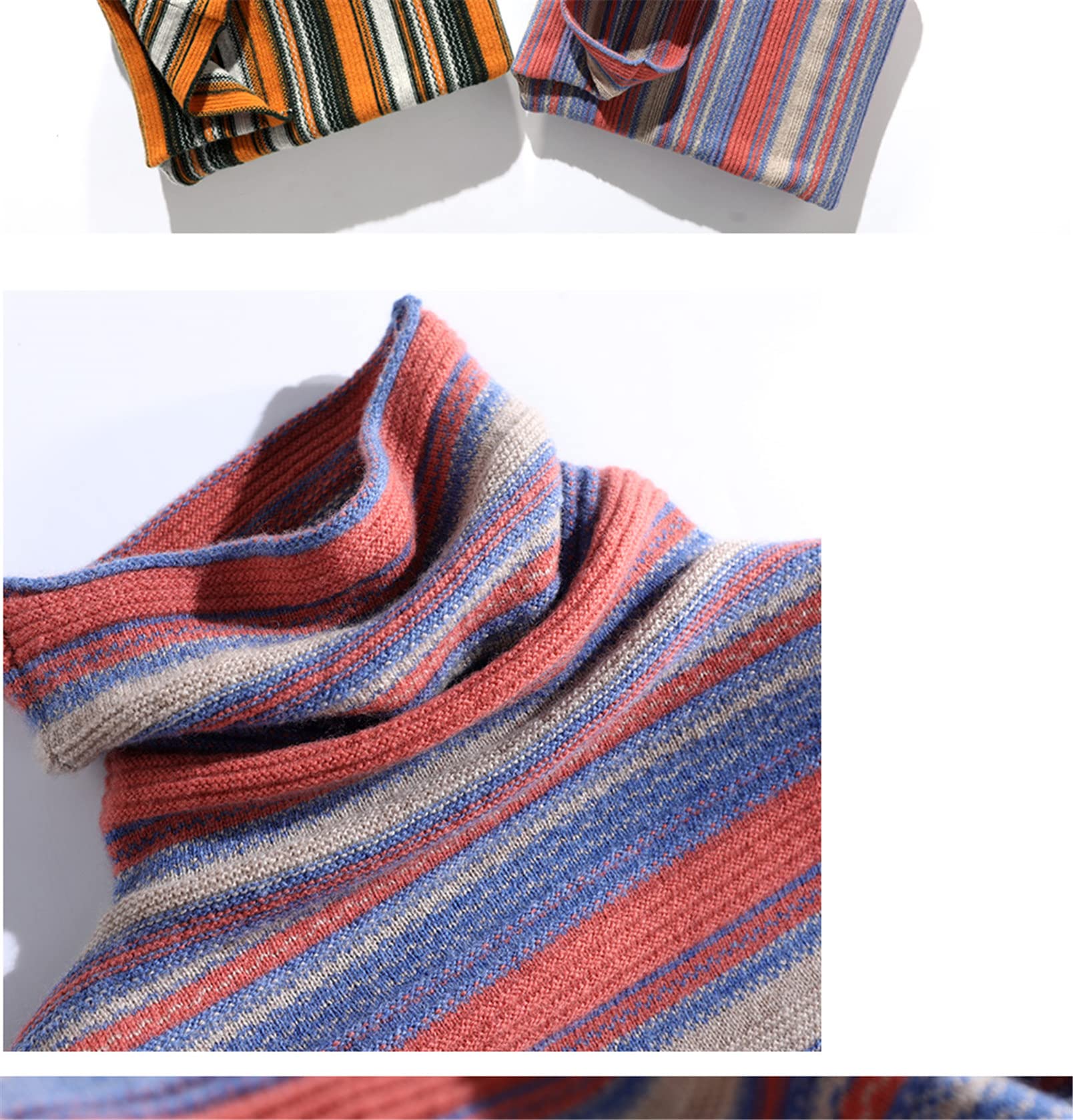 Damski kaszmirowy sweter golf ciepły wełniany dzianinowy sweter damski vintage sweter w paski