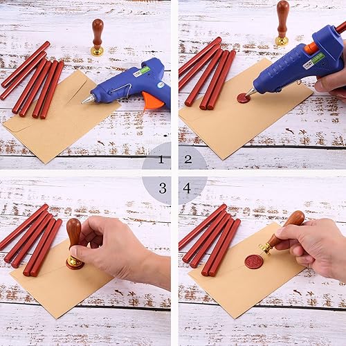 Miniatura 6 de Yoption Paquete de 16 varillas de cera de sellado de pistola de pegamento de Navidad para sello de cera ideal para invitaciones de boda tarjetas