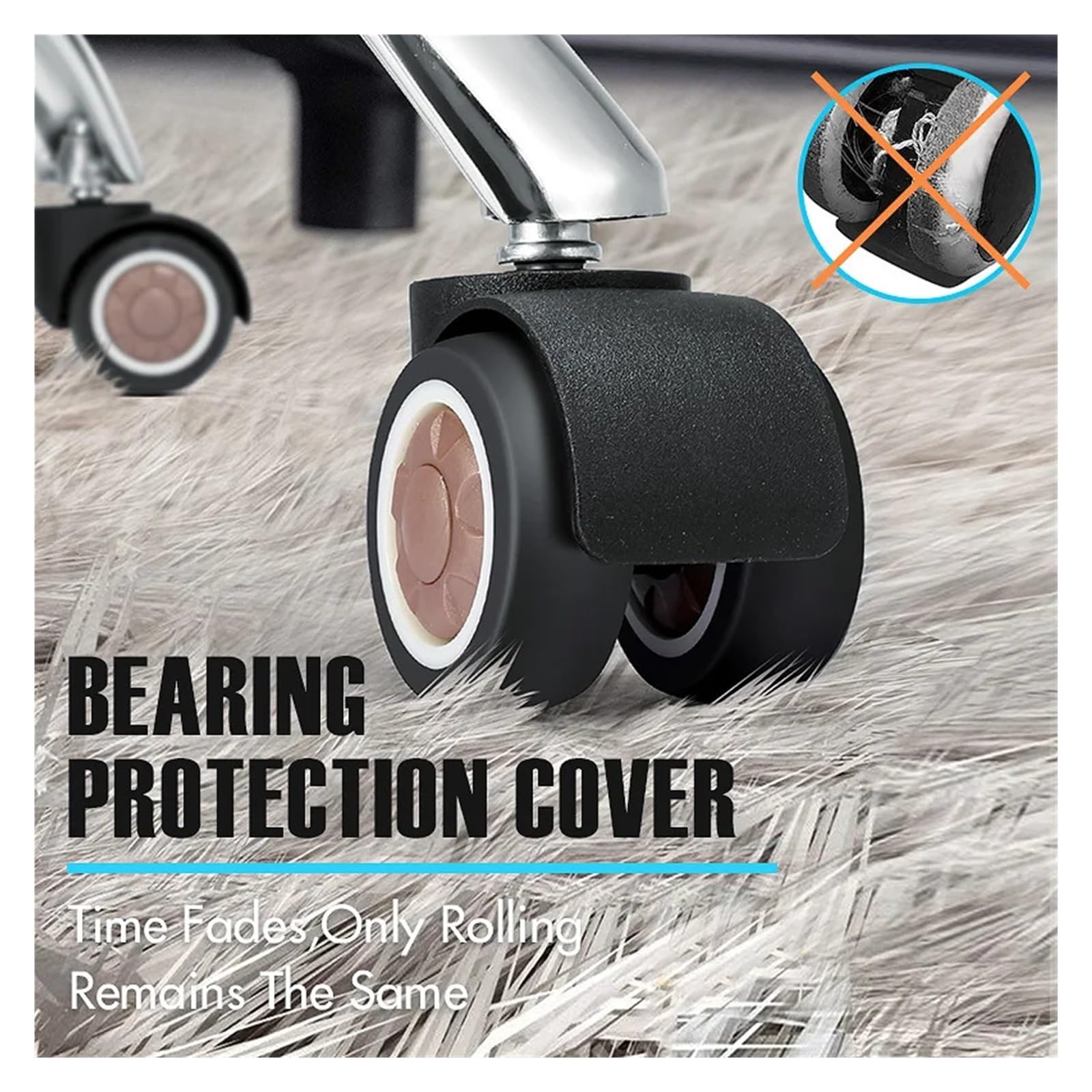 5 ruote TPR morbide silenziose 2" per sedie ufficio | Rulli TPR morbidi silenziosi, innocui per pavimenti, ruote sostitutive, ferramenta mobili.