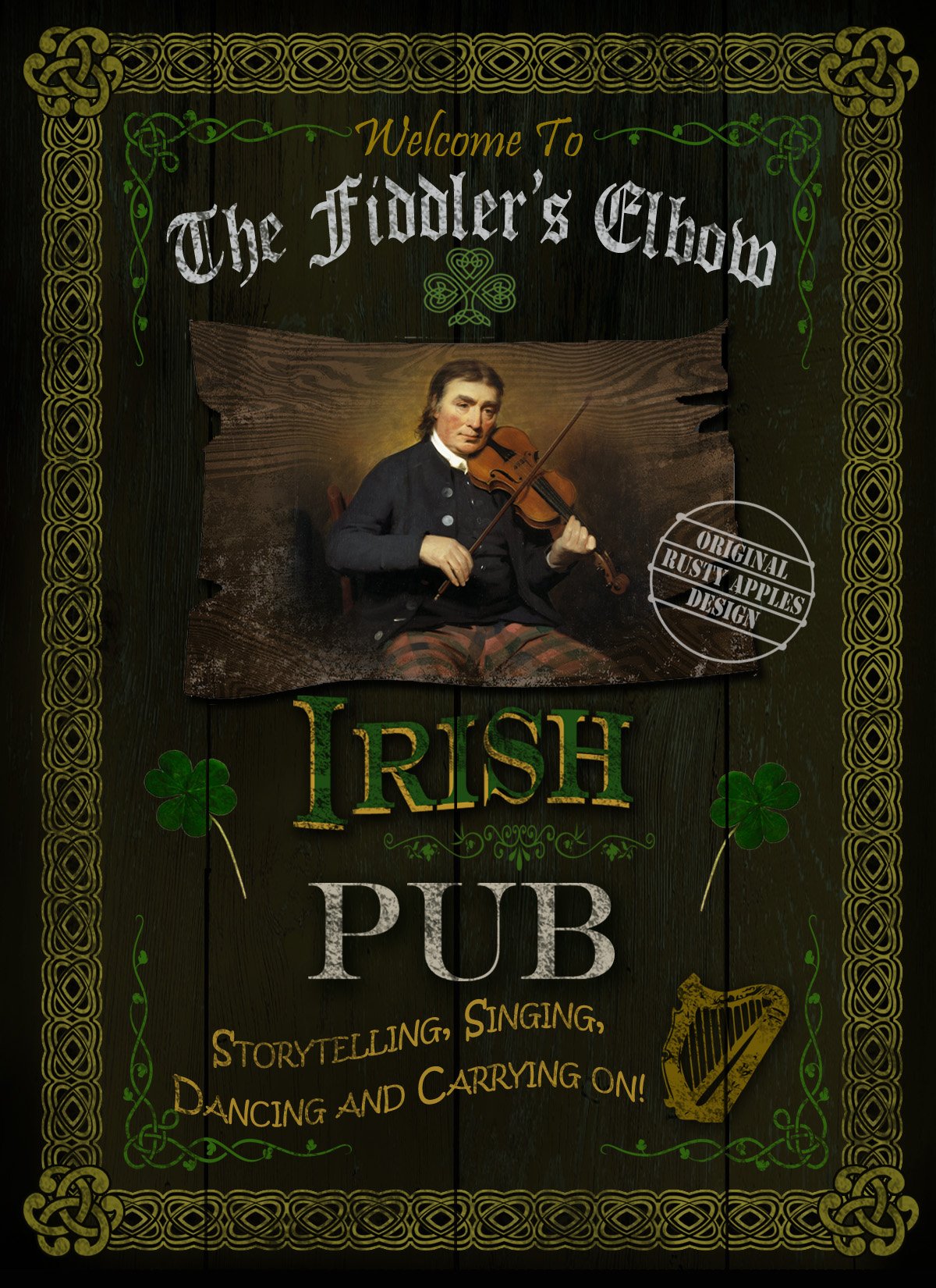 The Rusty Apples Metal Sign Co Irish Pub Sign The Fiddlers Elbow – Vintage - Style Metal Sign – 3 Sizes To Choose – (8” X 6” 200 X 150 Mm)