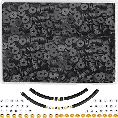 JMUQ Juego de 4500 cuentas de arcilla verde para hacer pulseras, kit de pulsera de la amistad, cuentas Heishi de arcilla polimérica plana para