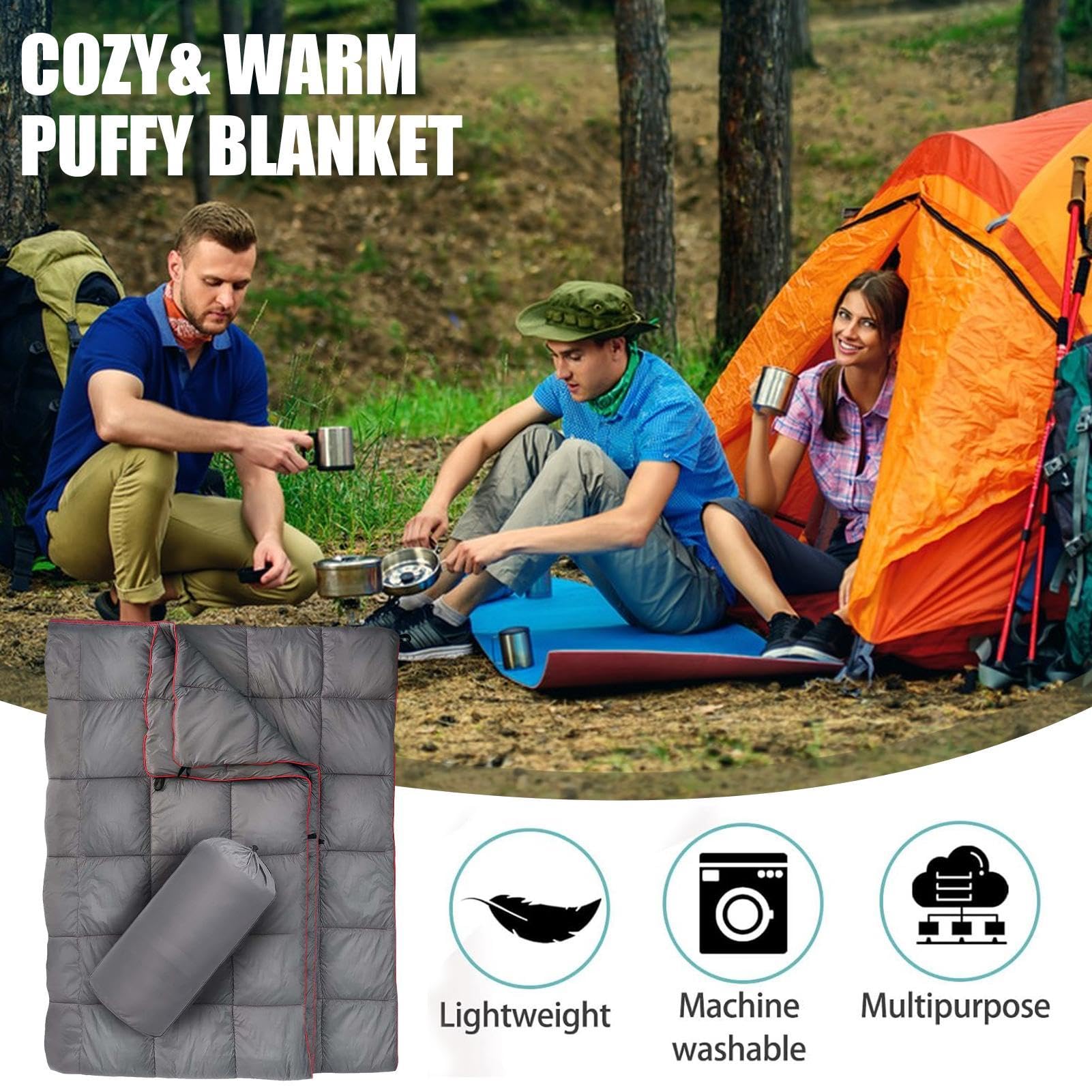 Couverture de camping en duvet – Couette de camping en duvet de soie | Couverture imperméable en duvet et plumes – Couverture légère en duvet pour camping, extérieur