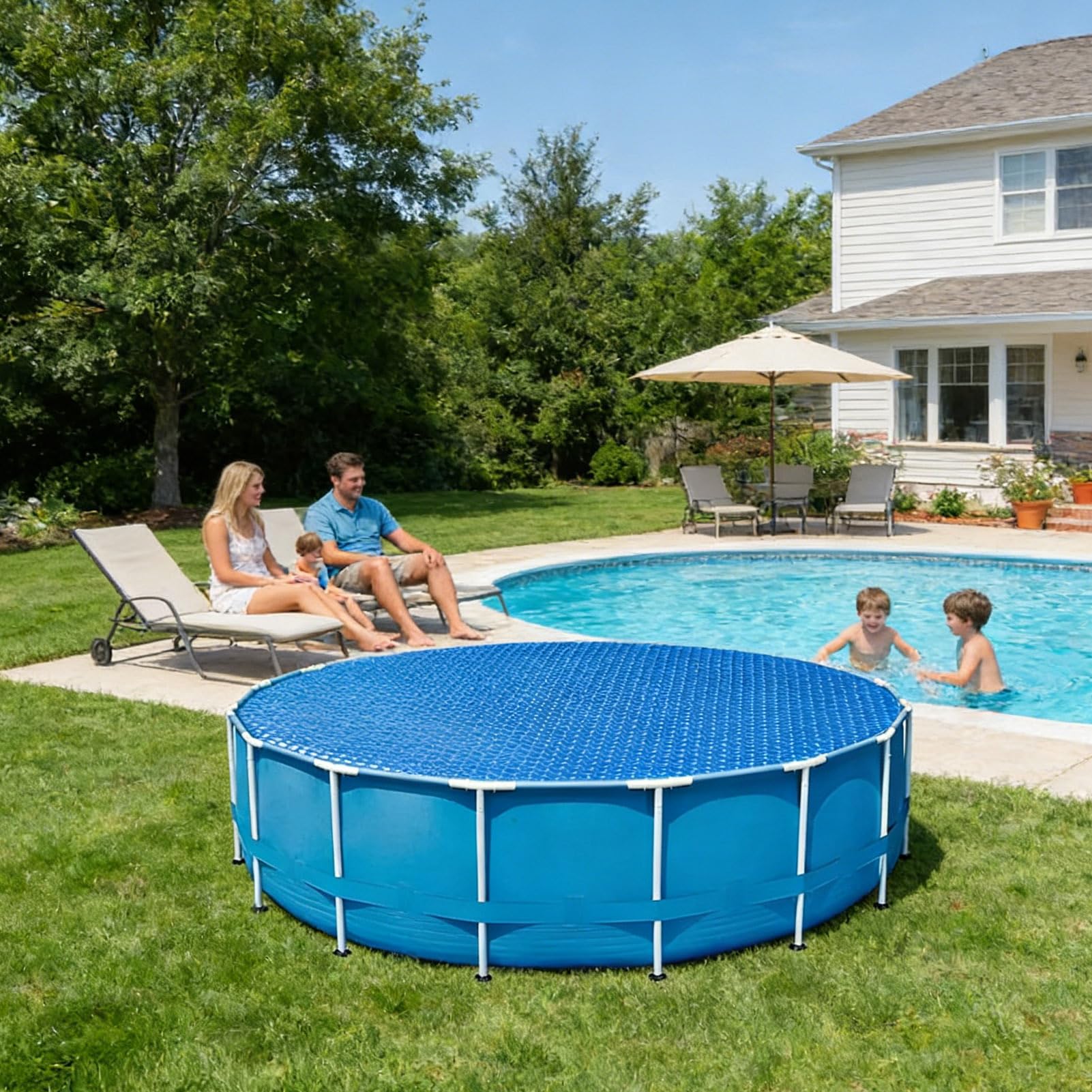 Sonnenbetriebene Poolabdeckung, kreisförmige Wärmespeicherung, Isolierungsschild im Boden, energiesparend, Schutz für Wasserheizung, Schwimmzubehör
