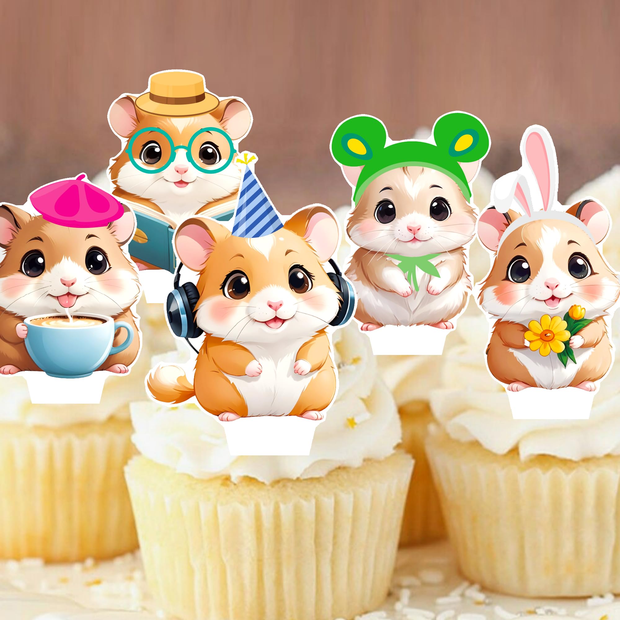 Hamster Cupcake Topper für Hamster Thema Geburtstag Party Dekorationen