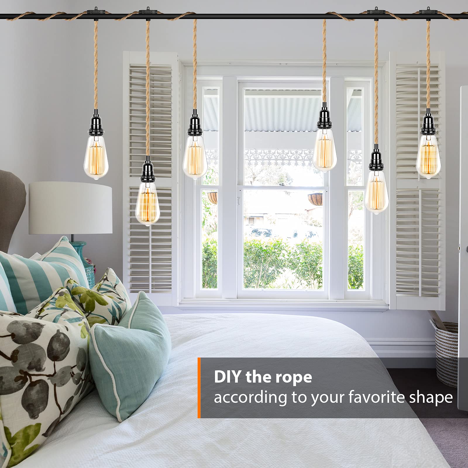 Plug in Hanging Light Fixture, 20FT 3 Bulbs Pendant Lamp Lights