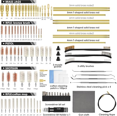 Miniatura 2 de Kit de limpieza universal de pistola de lujo para todos los calibres de pistola rifle, pistola, escopeta, kits de limpieza de caza con todos los