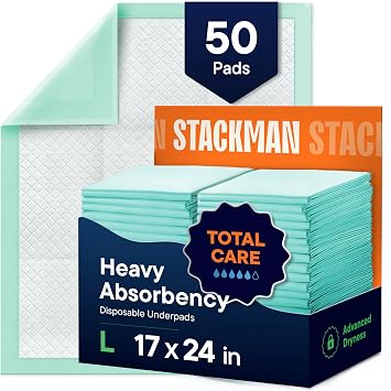 Chucks Pads Disposable [50-Pack] Underpads 17x 24 - Pee Pads for Dog, Puppy - Diaper Changing Table Pad for Baby - Incontinence Bed & Chair Liners for Elderly - Pet Potty Training Pads - Leak Proof